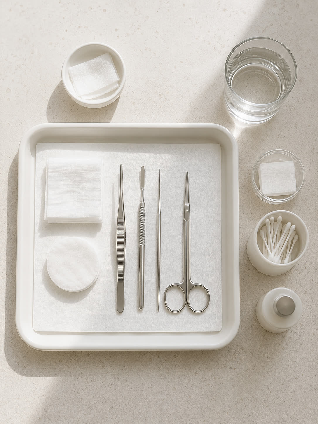 Clinical instruments arranged with precision