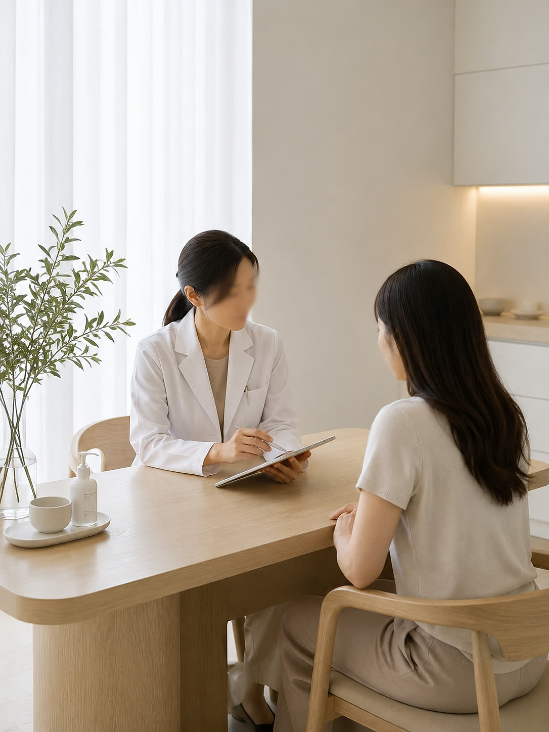 A physician consulting with a patient